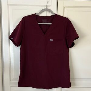 Figs Burgundy Scrub Top